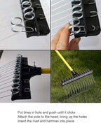 THE GROUNDSKEEPER II Rake 55-inch Lightweight Fiberglass Handle, 21-inch Head, Durable Steel Tines for Gardening, De-Thatching or Professional Landscaping