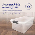 HOMZ 2-Pack Latching Lid, Large Clear Plastic Storage Bins with Lids, 66 Quart, Gray Latch - Stackable Container Boxes for Home, Bathroom, and Office Organization
