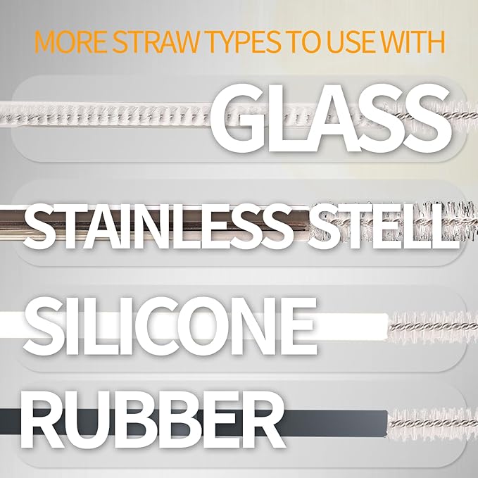 Heavy Duty Straw Cleaner Brush - 4 Pack 12.6 Inch Flexible Full-Cover Brushes with Large Handle, Reusable Pipe & Tube Cleaner Set (0.23", 0.31", 0.39", 0.47" Diameters)