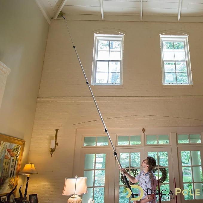 DOCA Telescoping Pole Attachment - Extension Pole for Cleaning, Feather Duster, Window Washing Kit, Paint Roller, Window Squeegee - High Reach Extendable Kit for Indoor & Outdoor - Duster Kit