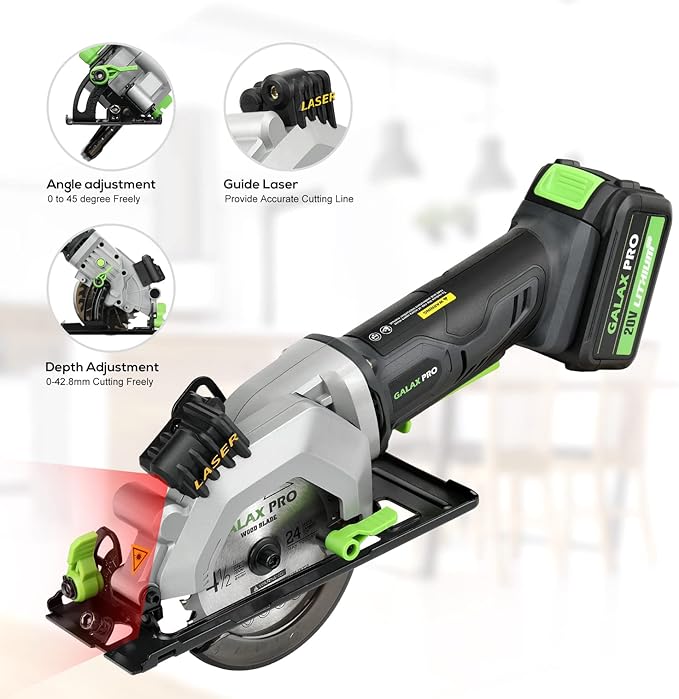 GALAX PRO Cordless Circular and Reciprocating Saw Combo Kit with 1pcs 4.0Ah Lithium Battery and One Charger, 7 Saw Blades and Tool Bag