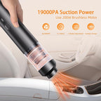 Car Vacuum Portable Cordless 19000Pa Powerful Suction, 4-in-1 Mini Vacuum Cleaner Rechargeable Type-C, Wireless Handheld Vacuum for Car, Office Desk & Home