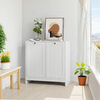 Tilted Laundry Hamper with Removable Baskets Hidden Storage Cabinet Free-Standing Organizer for Bathroom Bedroom White