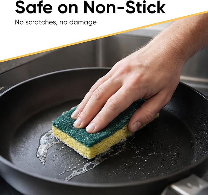Kitchen Sponges for Washing Dishes, Non-Scratch Cellulose Dish Scrub Sponges, Cleaning Sponges for Household Use, Safe Cleaning Products, Kitchen Sponges Pack of 12, by Superio