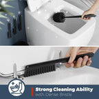 Toilet Brush, 3 Pack Toilet Brush and Holder Set Bathroom Accessories, Toilet Bowl Brush and Holder with 3 Crevice Brush for Bathroom, Toilet Scrubber Brush (Black)