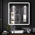LED Bathroom Medicine Cabinet with Mirror, 36 Inch x 32 Inch Bathroom Mirror Cabinet with Door & Adjustable Shelves, Surface Mount or Recess Installation