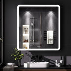 LED Bathroom Medicine Cabinet with Mirror, 36 Inch x 32 Inch Bathroom Mirror Cabinet with Door & Adjustable Shelves, Surface Mount or Recess Installation