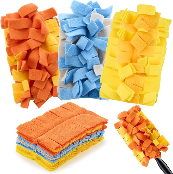 Zubebe 6 Pcs Duster Refill Reusable Fleece Duster Refills Feather Flat Dusters Multi Surface Washable Cleaning Pads Tools for Home, Blinds, Car, Pet, Furniture, Fans (Stylish Color)