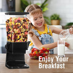 Cereal Dispenser Countertop 2pcs,5.5L Cereal Containers Storage Dispenser for Pantry,Dry Food Storage Rice Containers,Candy Dispenser,Snack Organizer Machine for Grains, Nuts,Oatmeal, Pet Food Black