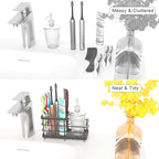 Toothbrush Holder for Bathroom, Stainless Steel Multi-Functional 6 Slots Toothbrush Razor Holder Bathroom Accessories Organizer, Black, L