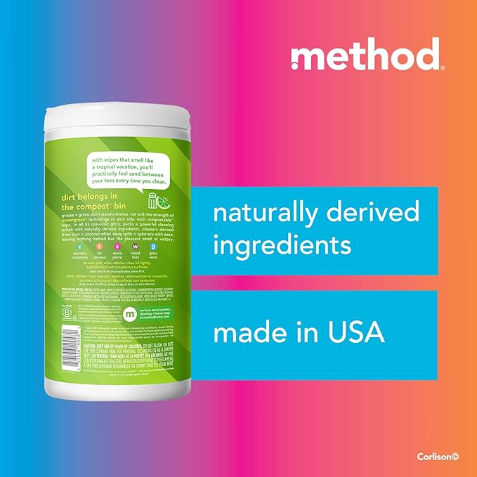 Method Lime & Sea Salt All Purpose Cleaning Wipes, 70 CT