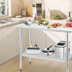 STABLEINK NSF Stainless Steel Table 30 x 60 Inches 5ft Metal Prep & Work Tables with Adjustable Undershelf, for Commercial Kitchen, Restaurant, Hotel, Laundry Room and Garage