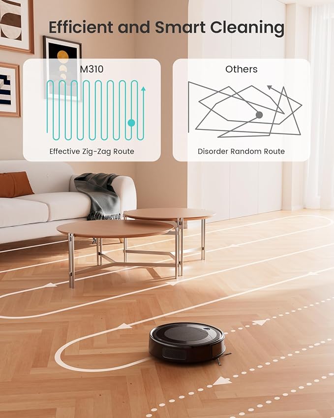 Lefant M310 Robot Vacuum Cleaner, 4500Pa Powerful Suction, PreciSense Obstacle Avoidance, Mini, Quite, 160 Mins Self-Charging Robotic Vacuums, App/Voice/Remote, Ideal for Pet Hair Hard Floors, Black