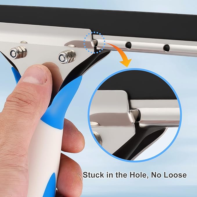 Professional Window Cleaning Kit 10IN, All-in-one Windows Cleaner Tool with Silicone Rubber Squeegee, Microfiber Scrubber & Cloth, Household Cleaning Supplies, Streak-Free Results