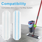 Mop Replacement Pads for O Cedar H2prO Flat Mop System, Mop Handle for O-Cedar H2pro Mop, Reusable Microfiber Mop Pads for Ocedar Flat Mop, Include 4 Mop Pad Refills and 4-Section Mop Handle
