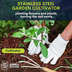 Supply Solutions Gardening Tools - Perfect Garden Tools for Women or Men - Small Heavy Duty Gardening Hand Tools with Trowel, Transplanter, Fork, Rake, and Cultivator - Ergonomic Design Gardening Kit