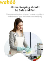 LANON wahoo Skin-Friendly Cleaning Gloves, Dishwashing Kitchen Gloves with Cotton Flocked Liner, Reusable, Non-Slip, Surf Spray, Medium