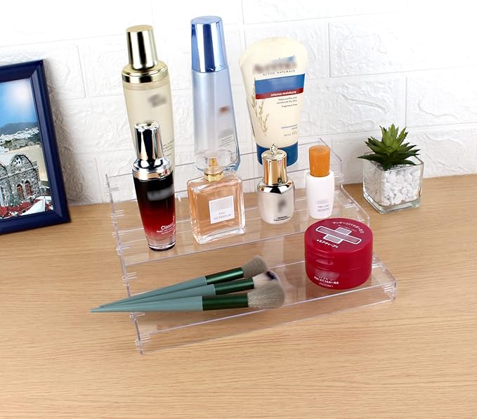 evron Pantry Organization and Storage Clear Plastics Spice Rack Organizer for Cabinet & Countertop (ASSEMBLY REQUIRED) 3 Tier Organizer Versatile Tierd Shelf Organizer 10.5"