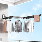 AUNMAS Wall Mounted Clothes Drying Rack, Retractable Clothes Hanger Rack Laundry Organizer Clothesline No Drilling Installation for Balcony Laundry Bathroom(Tri Fold Grey)