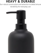 Matte Black Soap Dispenser for Bathroom, 15oz Round Rustproof Liquid Hand Dish Soap Dispenser Pump for Kitchen Sink, Countertop, and Bathroom