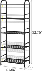JSB 5-Tier Adjustable Shelving Unit, Heavy Duty Storage Rack Organizer Metal Corner Shelf for Kitchen Living Room Laundry Pantry Bathroom (Black, 5 Tier)…