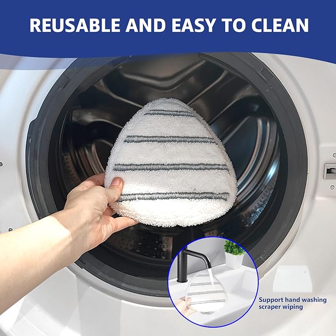 Flat Mop Head Replacements, Microfiber Mopping Pads Refills, 5-Pack Spin Mop Pads + 1 Plastic Pad &1 Scrape for Floor, Wall & Ceiling Cleaning - Fits EasyWring & RinseClean Systems