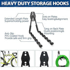 3-H Garage Wall Hooks 42 Pack, Heavy Duty Garage Hooks with Extra Welding Spots, Wall Mount Storage Organizer for Hanging Garden Lawn Tools, Ladder, Bike, WeedEater, Chair, Shovel, Blower (Black)