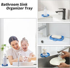 Silicone Bathroom Soap Dishes with Drain Spout-Bathroom and Kitchen Sink Organizer,Sponge Holder,Dish Soap Tray,Perfect for Dispenser,Scrubber,Bottle,Cup on Counter Lichen Blue 4.9"×3.2"