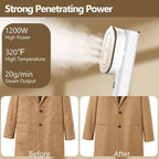 Portable Steamer For Clothes Travel Mini Steamer and Iron Fast 10s Heat-Up, Horizontal and Vertical 1200W Effortless Wrinkle Removal, Garment Steamer and Iron for Travel Office Home(110-120V)