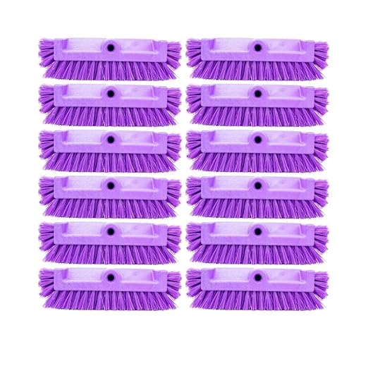 SPARTA Multi-Level Tile Scrub Brush 12" Wide Brush Head, Heavy-Duty Tile Cleaning Brush with End Bristles for Commercial Tiles, Tubs and Floor, Plastic, 12 Inches, Purple, (Pack of 12)