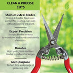 GARDEN GURU Straight Stainless Steel Pruner Pruning Shears Clippers Snips Sharp Bonsai Cutter Plant Trimming Scissor Straight Blade Garden Scissors Tool -Great for Roses Flowers Herbs Fruits (4 Pack)