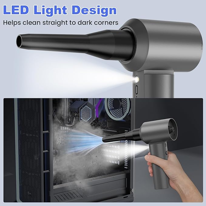 Car Vacuum Portable Cordless with 16000PA Ultra Suction 4-in-1 Foldable Air Duster & Brushless Motor Rechargeable Handheld Vacuum for Pet Hair, Car Seats, Home & Office Cleaning