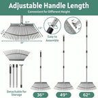 Garden Rake for Leaves with Leaf Bag & Gloves - 65 Inch Adjustable 25 Tines Metal Rake Set with 72 Gallon Reusable Yard Waste Bags for Gardening Lawns Outdoor Camping Shrub Grass Bush