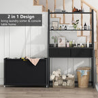 STIKELY Laundry Hamper Laundry Basket with 3 Section Pull-Out Rolling Bags & 2-Tier Storage Shelf, Laundry Sorter for Organization and Storage with 2 Drawers for Laundry Room, Bathroom