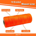 Mason Line, 500Ft, #18 Braided Nylon String, Nylon Twine for Gardening Or Masonry Tools, Twine String for Gardening and DIY Projects Crafting
