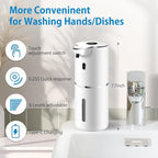 Automatic Foaming Soap Dispenser 12.8oz, Rechargeable & 6 Levels Foaming Adjustable with Digital Display, Wall Mount, Waterproof, Touchless Hand/Dish Soap Dispenser for Kitchen, Bathroom, Hotel