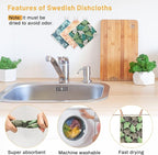 Lucomb 10 Pack Swedish Dishcloths for Kitchen, Reusable Cleaning Cloths Absorbent Non-Scratch Cellulose Sponge Cloths for Dishes Counters