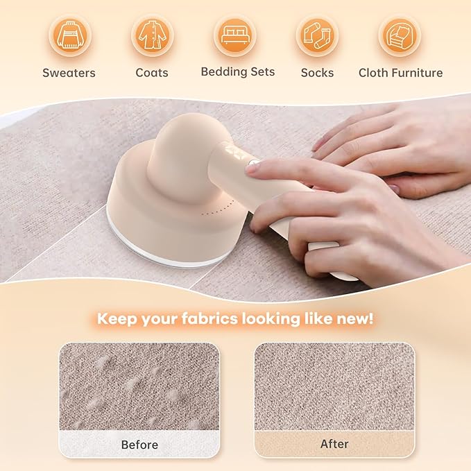 Fabric Shaver Lint Remover, Electric Lint Shaver with 3-Gears and 6-Blades, Sweater Shaver, Clothes Shaver, Fabric Pilling Remover, Fabric Shaver for Furniture, Electric Lint Remover for Clothes