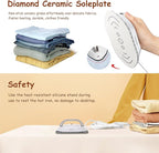 Newbealer Travel Iron with Global Voltage, 100-240V Mini Dry Iron for Clothes (No Steam), Max 300W, 60s Heat Up, 302℉ Non-Stick Ceramic Soleplate, 0.8lbs Ultra-Lightweight (Silver)