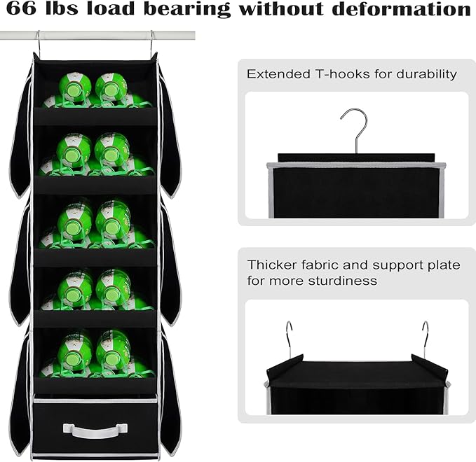 VICTORICH All-IN-ONE Over the Door Organizer, Super Behind the Door Storage Organizer with Door Rack and Large Clear Windows, Wall File Organizer, Hanging Organizer (Big Ear Black)
