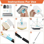 Long Handled Scrub Brush for Shower,3-in-1 Cleaning Brushes with 3 Different Function Cleaning Heads Brush for Shower Cleaning Bathroom Kitchen Walls Tub Tile (White)
