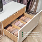 4 Pack Bamboo Kitchen Drawer Dividers 2.6" High, Adjustable from 12 Inch to 17 Inch Drawer Organizers, Expandable Drawer Separators for Clothes, Bedroom, Dresser, Office (Beige)