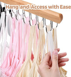 NECAMOCU 2 Pack Bra Hanger for Closet Organizer, Premium Wooden Tank Top Hangers with 36 Foldable Hooks, 360° Rotating Design, Space Saving Storage for Tank Tops, Bras, Scarves and More