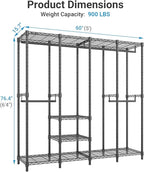 VIPEK V40C Medium Covered Clothes Rack, Freestanding Clothing Rack with Black Oxford Fabric Cover for Hanging Clothes, Adjustable Portable Closet Wardrobe for Bedroom & Walk-in Closet, Max Load 900LBS
