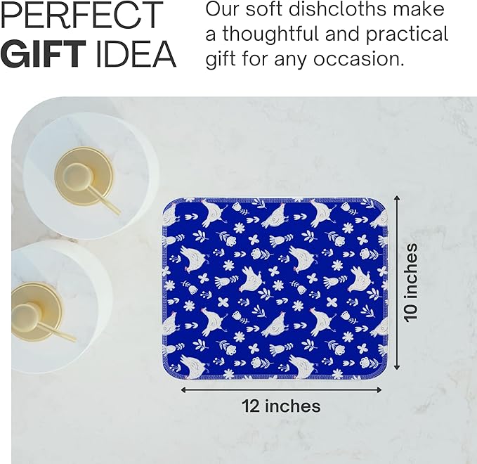 Reusable Paper Towels (12"x10”) - Soft Absorbent 100% Cloth Paper Towel -Washable Paper Towels Rolls w/Cardboard Roll-Reusable Napkins Washable - Dish Cloths (Chickens, 12x10inch)