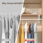 Closet Rod Support Bracket 12 inch WYGWP Heavy Duty Closet Shelves Brackets with Rod Shelving Supports 400lbs, Wall Mounted Shelf and Rod Holder for Armoire Wardrobe and Walk-in Closet Decor