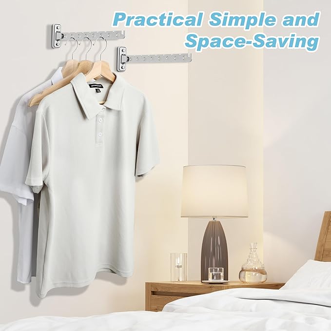 Alise Folding Clothes Hanger,Stainless Steel Wall Mounted Drying Rack,Space Saving Laundry Hanging Rack for Laundry Closet Bedroom Bathroom,Polished Chrome