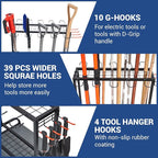 Garden Tool Organizer, Yard Tools Rack Holds 55 Long-Handled Tools/Rakes/Brooms for Garage Organization and Storage, Shed, Outdoor, Lawn, Heavy-Duty Steel, Black, Easy Assembly