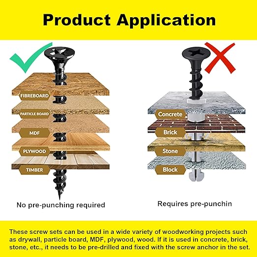350 pcs Black Wood Screws, Phillips Flat Head Screws, Screws for Kitchen Cabinets, Self-Tapping Countersunk Head Screw for Various Woodworking Repairs and DIY Projects #6 x 1-1/4''(30 mm)