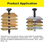 #6 x 1-1/4'' Black Wood Screws, Phillips Flat Head Screws, Screws for Kitchen Cabinets, Self-Tapping Countersunk Head Screw for Various Woodworking Repairs and DIY Projects (100 pcs)